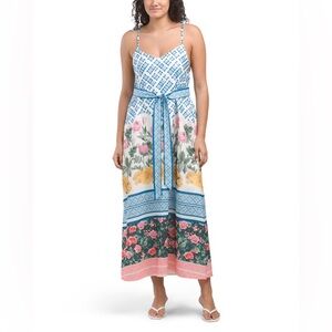Floral Maxi Dress with Blue Accents